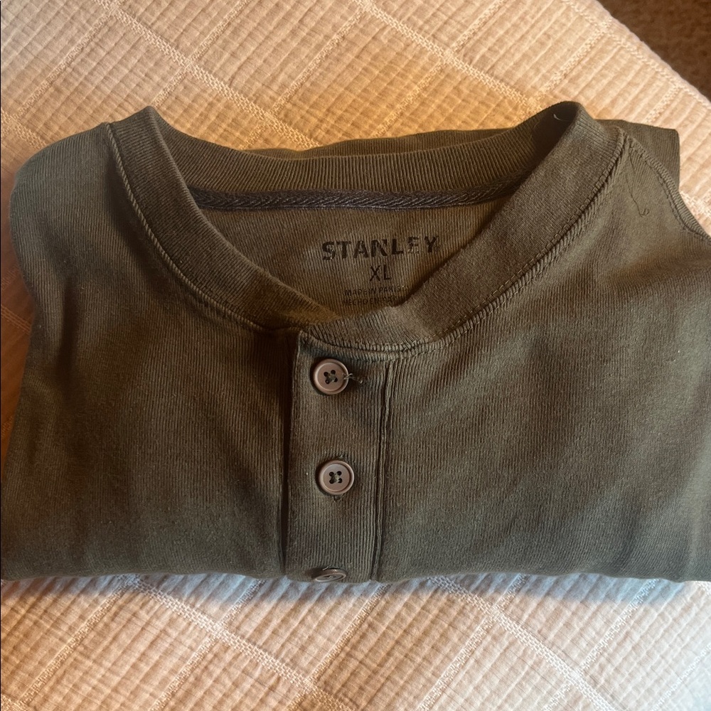 Olive Long Sleeve Henley Shirt